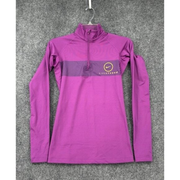 Nike Pro Combat Dry Fit Compression 1/4 Zip Athletic Jacket Livestrong Purple XS - Picture 1 of 13